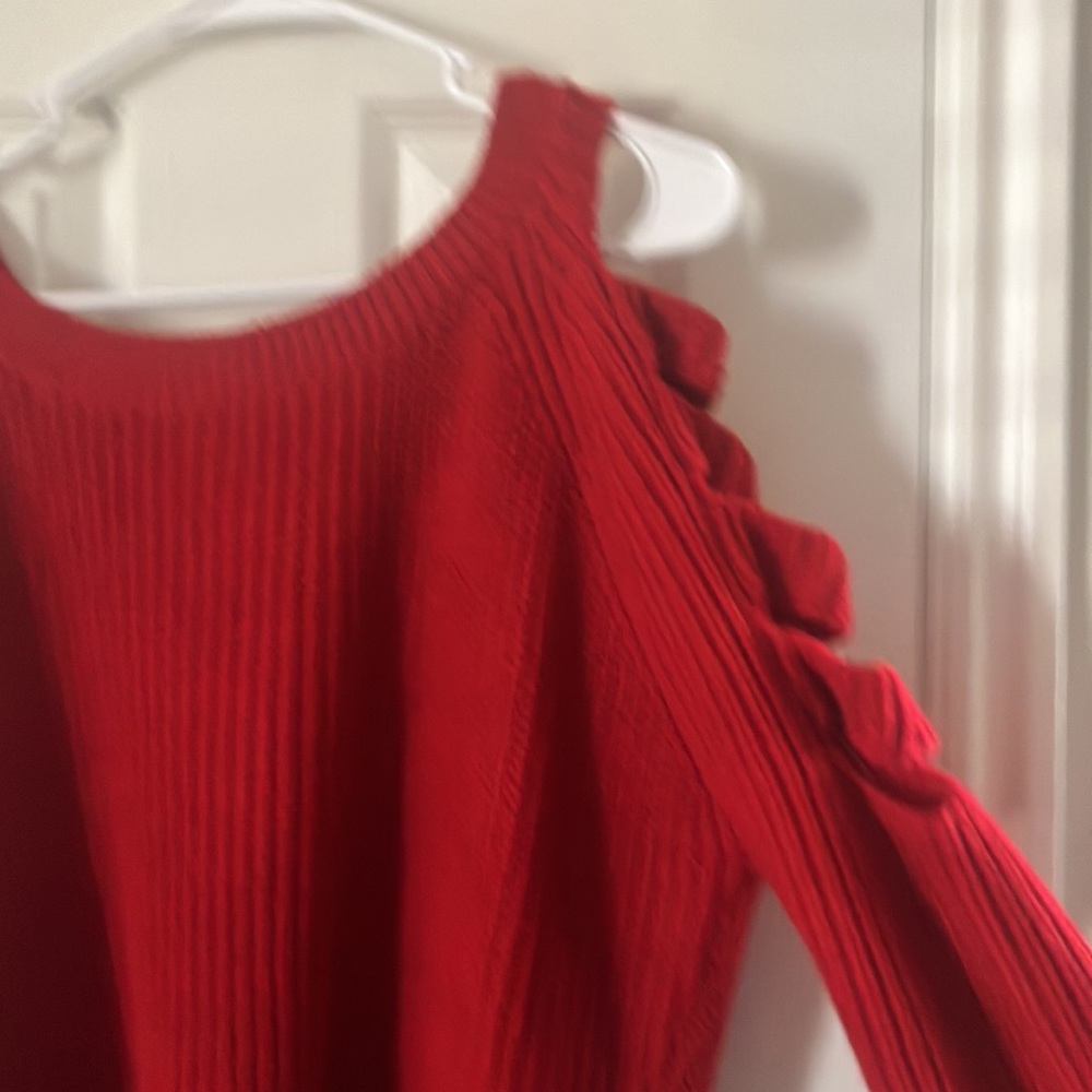 Cozy Red Knitted Sweater-size 3X made by “Questions?” - Picture 5 of 5
